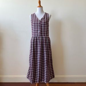Lands End | Women Plaid Sleeveless Midi Jumper Dress